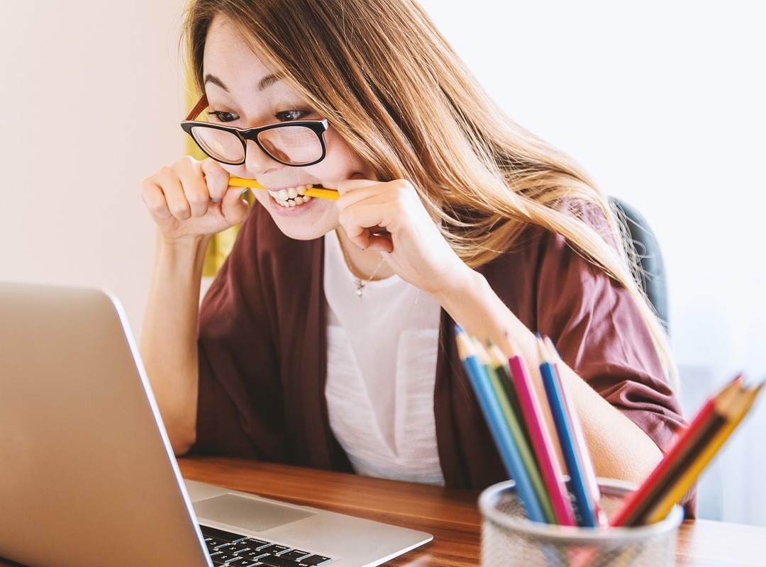 Happy Student On Computer